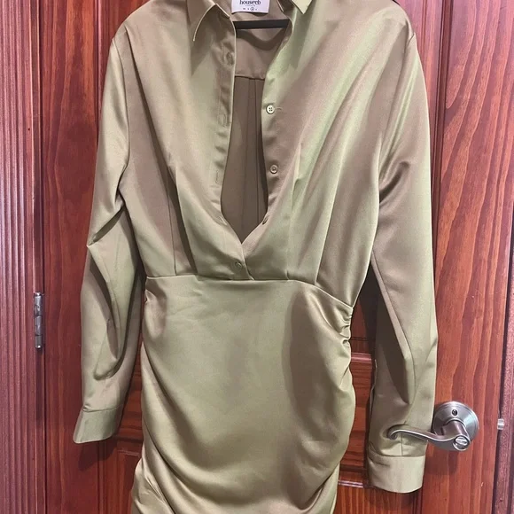 House of CB Christy Satin Shirt Dress size Medium